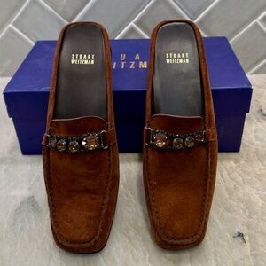Stuart Weitzman "Bedrock" Brown Suede  Mule 8N